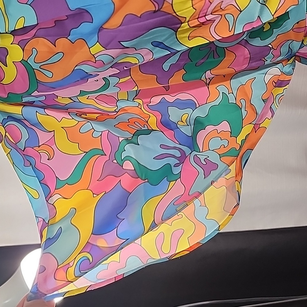 Boston Proper Abstract Sol Print V Neck Colorful Floral Maxi Dress. M - Picture 6 of 13